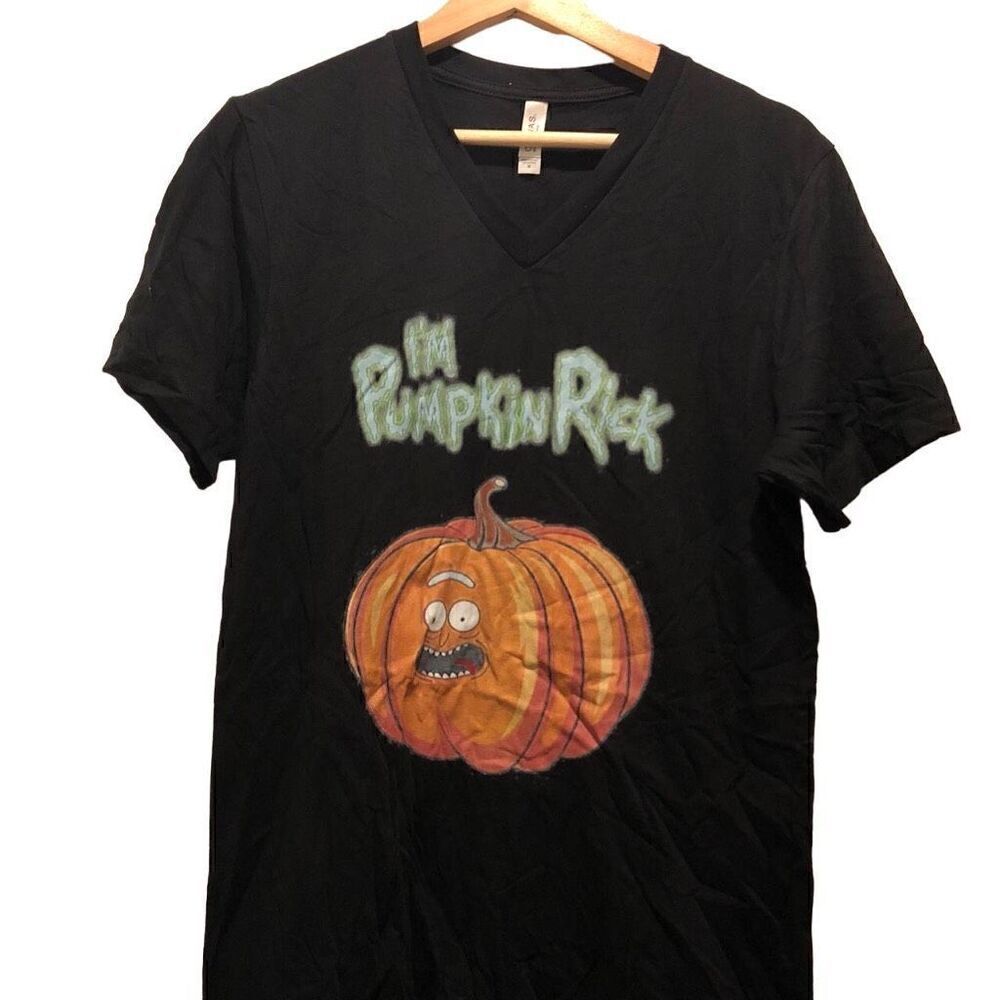 Rick and Morty Pumpkin Rick V-neck Men’s Tshirt Size Medium